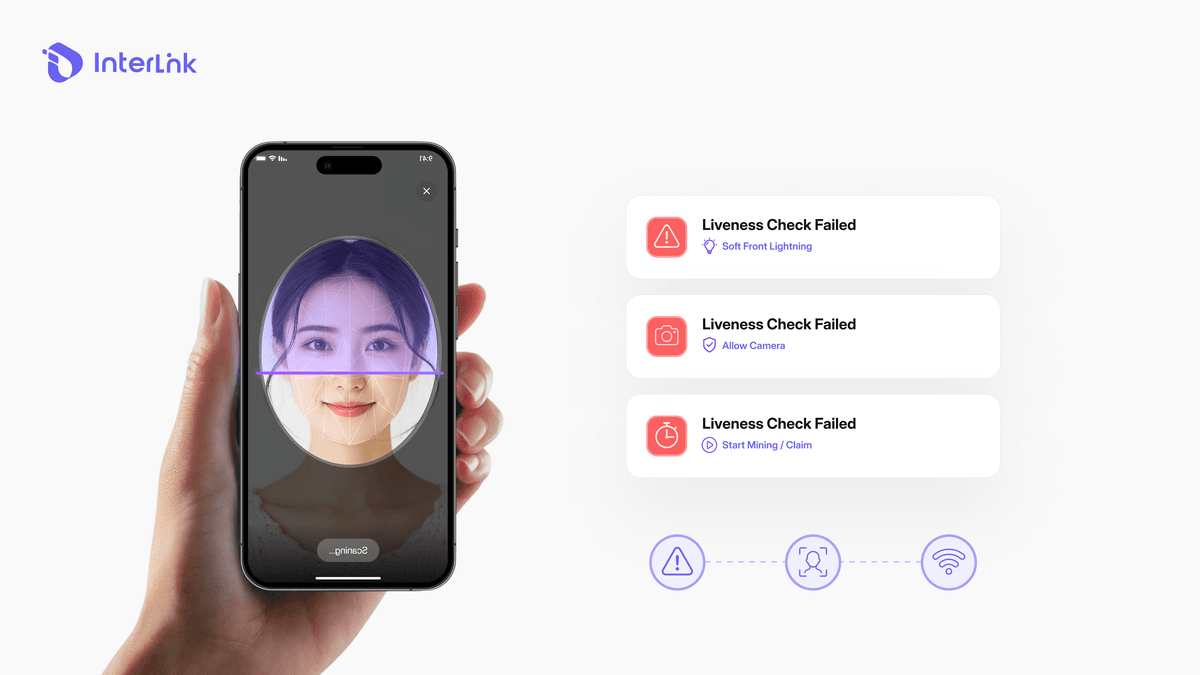 Interlink app showing successful liveness check after fixing camera and lighting issues