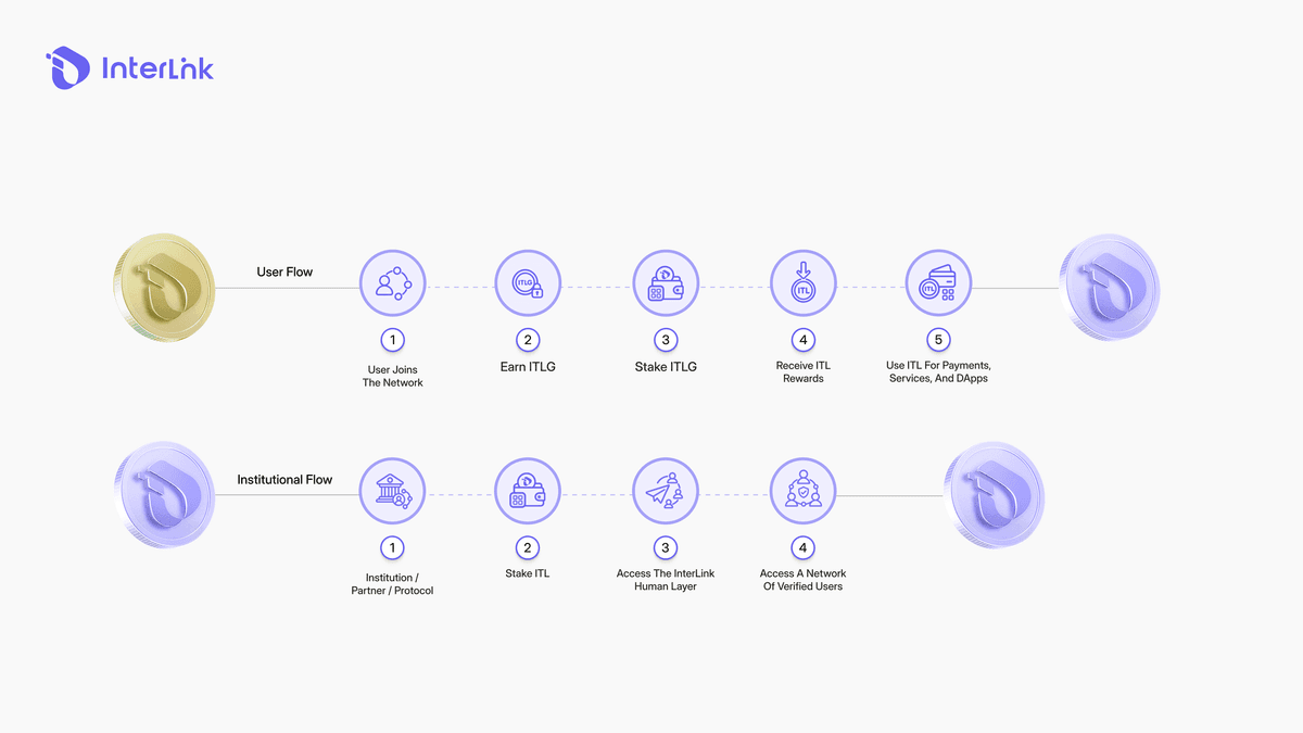 InterLink dual-token model benefits: price stability, fair distribution, clear roles, sustainability, and real-world utility.